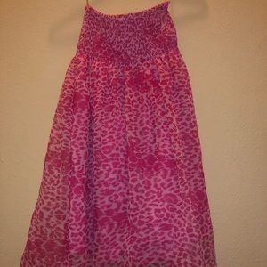 Pink cheetah print strapless swim cover up